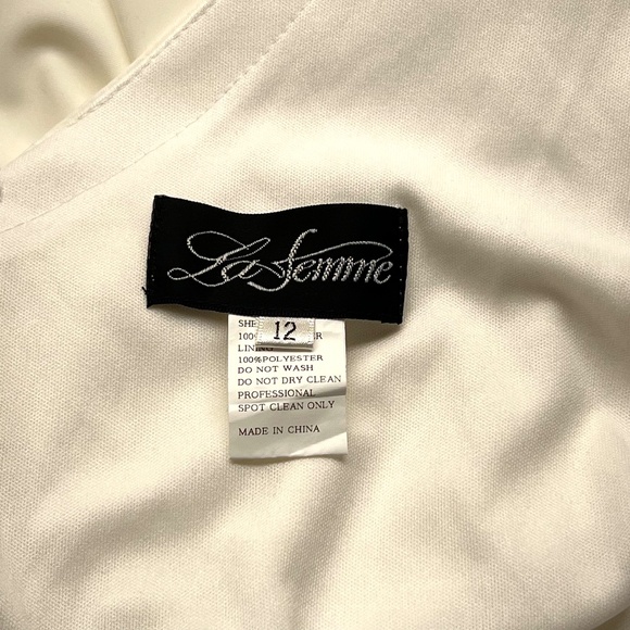 La Femme 30458 Low V Back Jersey with Train Gown - Picture 9 of 11